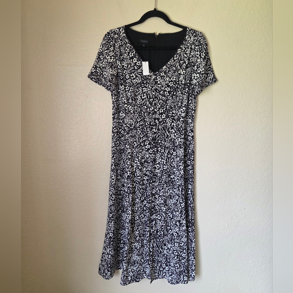 NWT Talbots Floral Short Sleeve Button Front Detail Midi Dress Size 6
